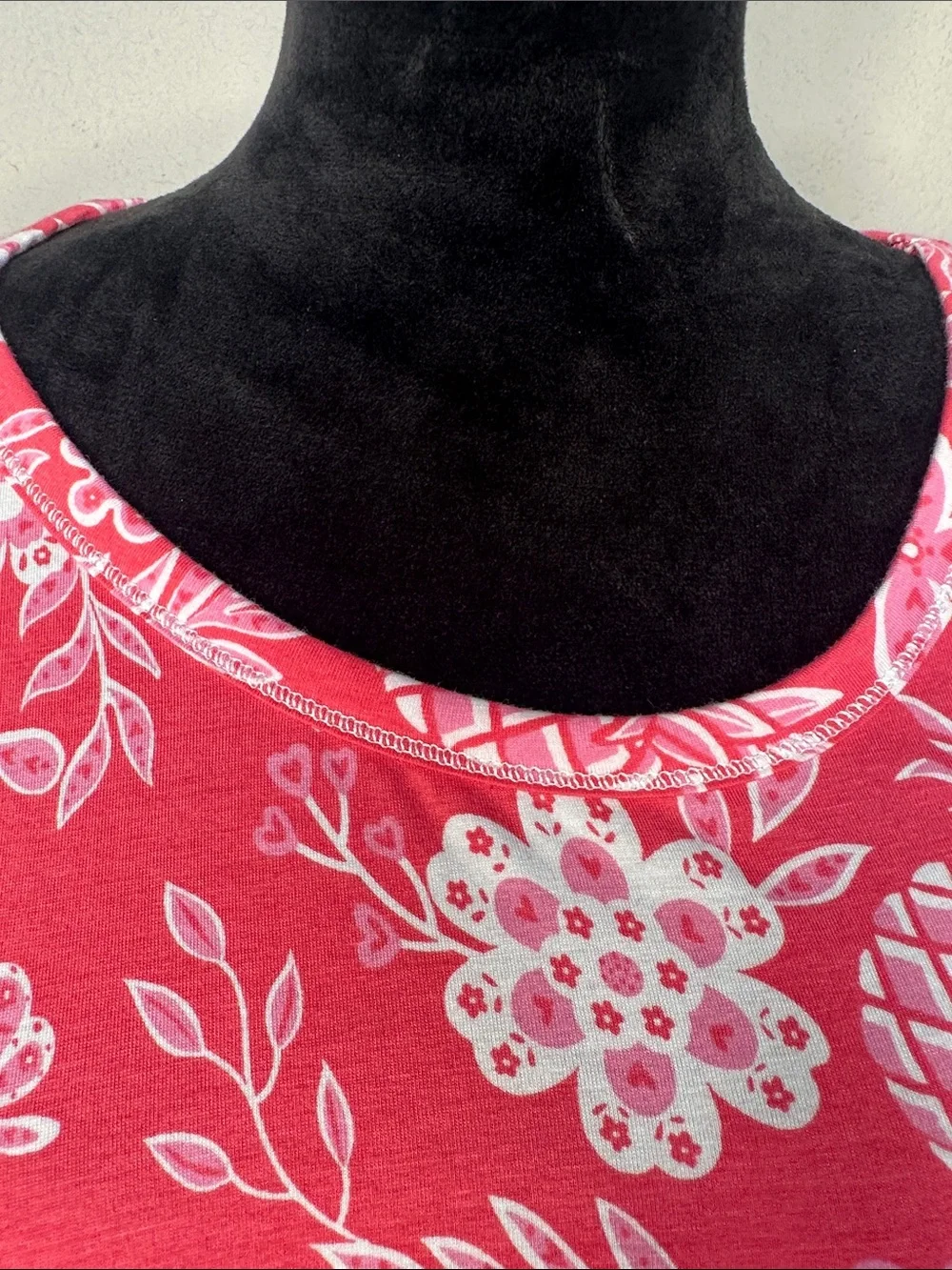 Cuddl Duds Coral Pink Floral Sleeveless Chemise with Ruffle Hem